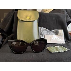 Longchamp Black Cat Eye Sunglasses with Green Case